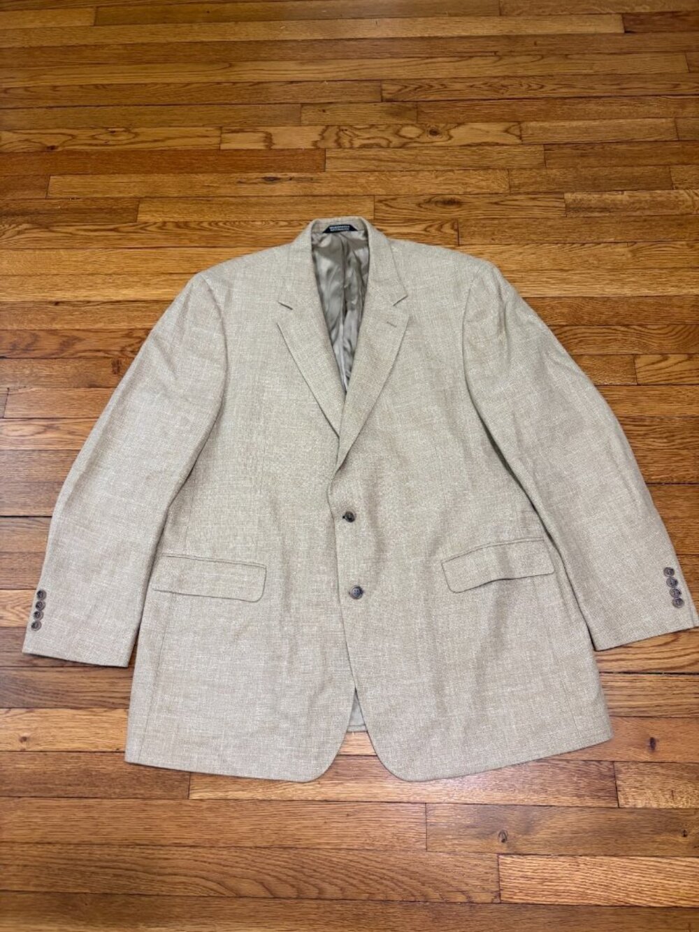 Versini Mens Blazer Jacket Size 48L Brown Heathered Linen Blend 2 Button